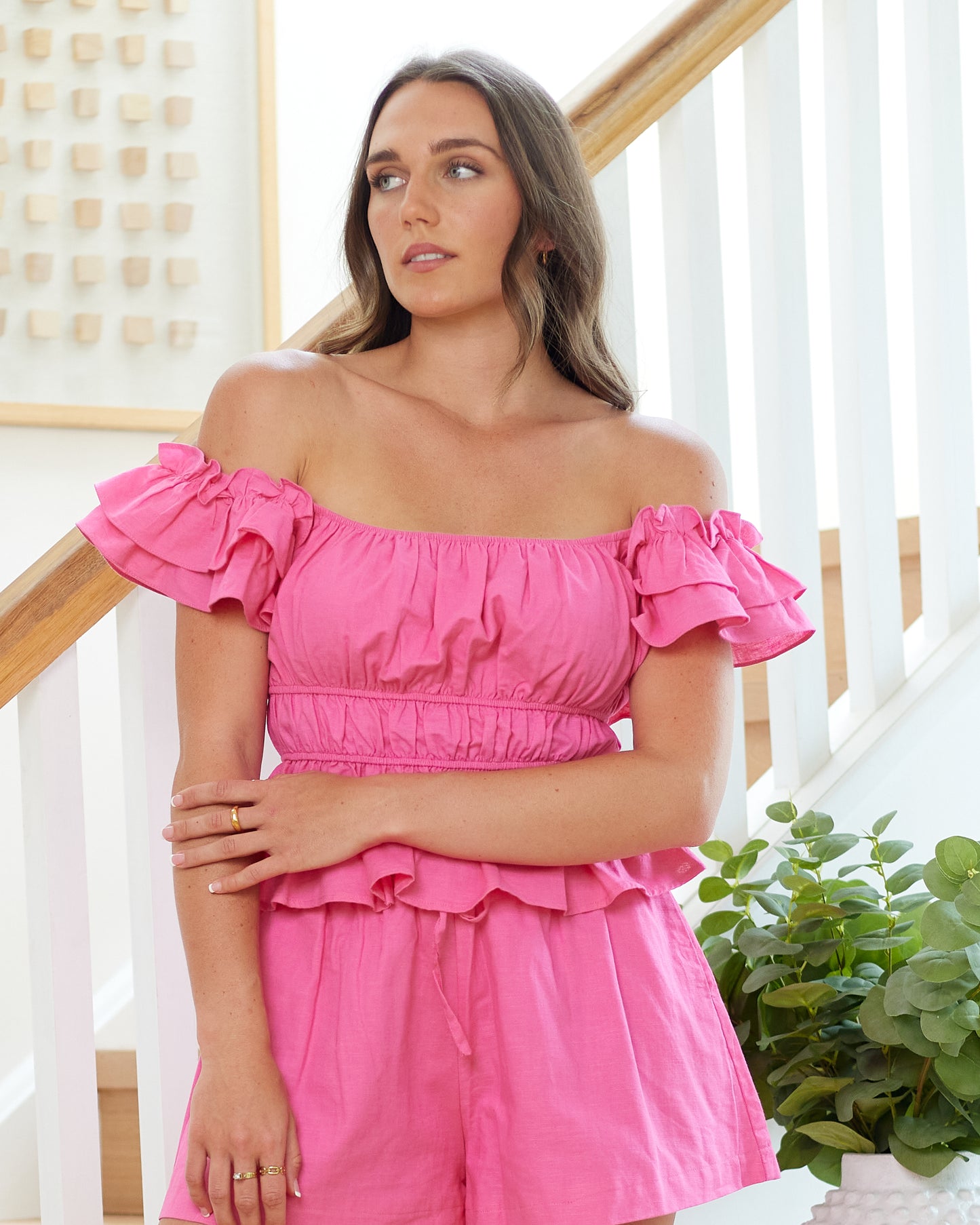 Jorja Ruffle Top - Hot Pink