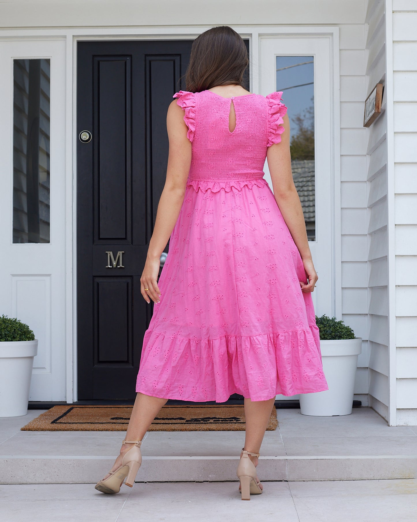 Trophy Midi Dress-Hot Pink