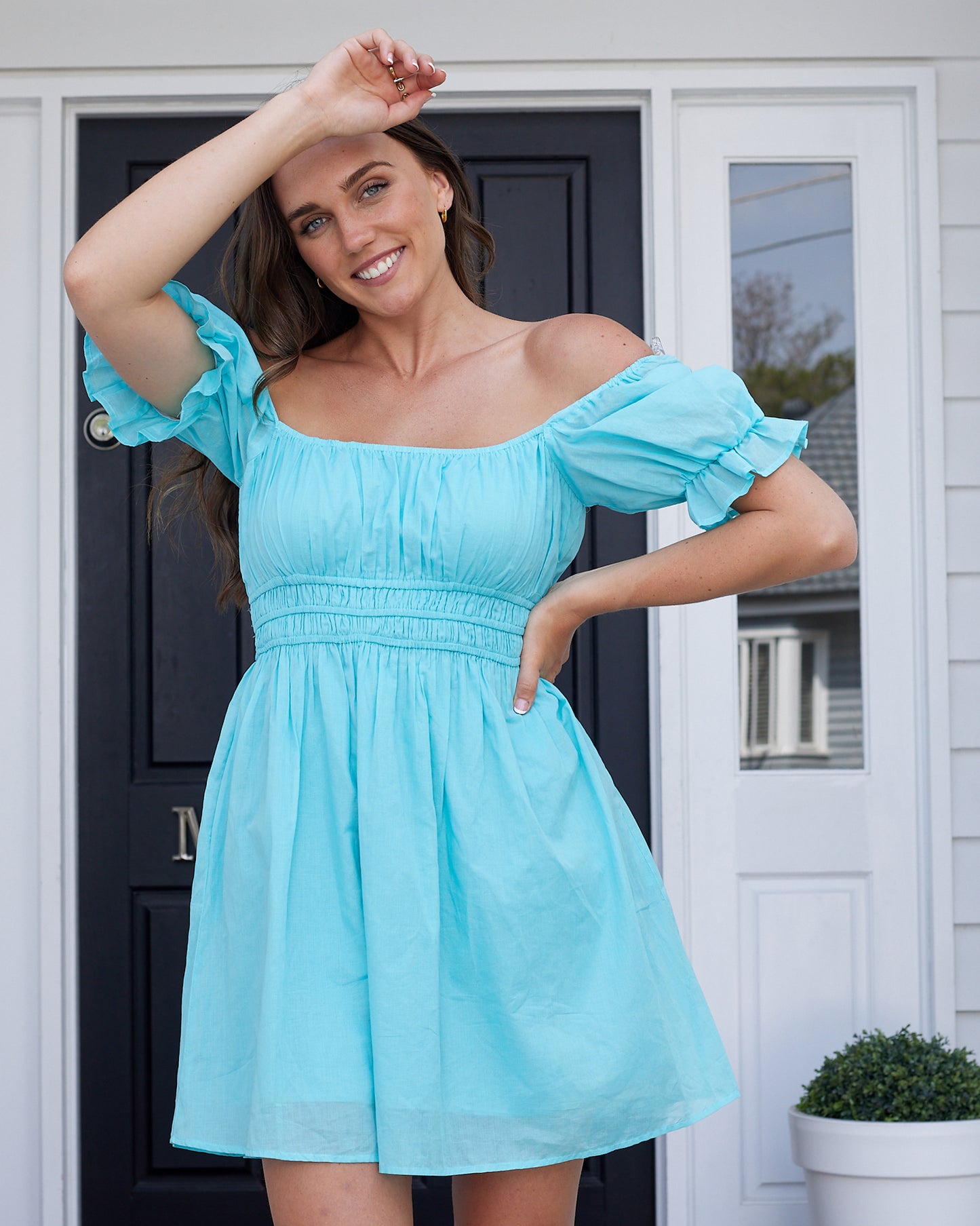 Dolly Mini Dress-Aqua Blue