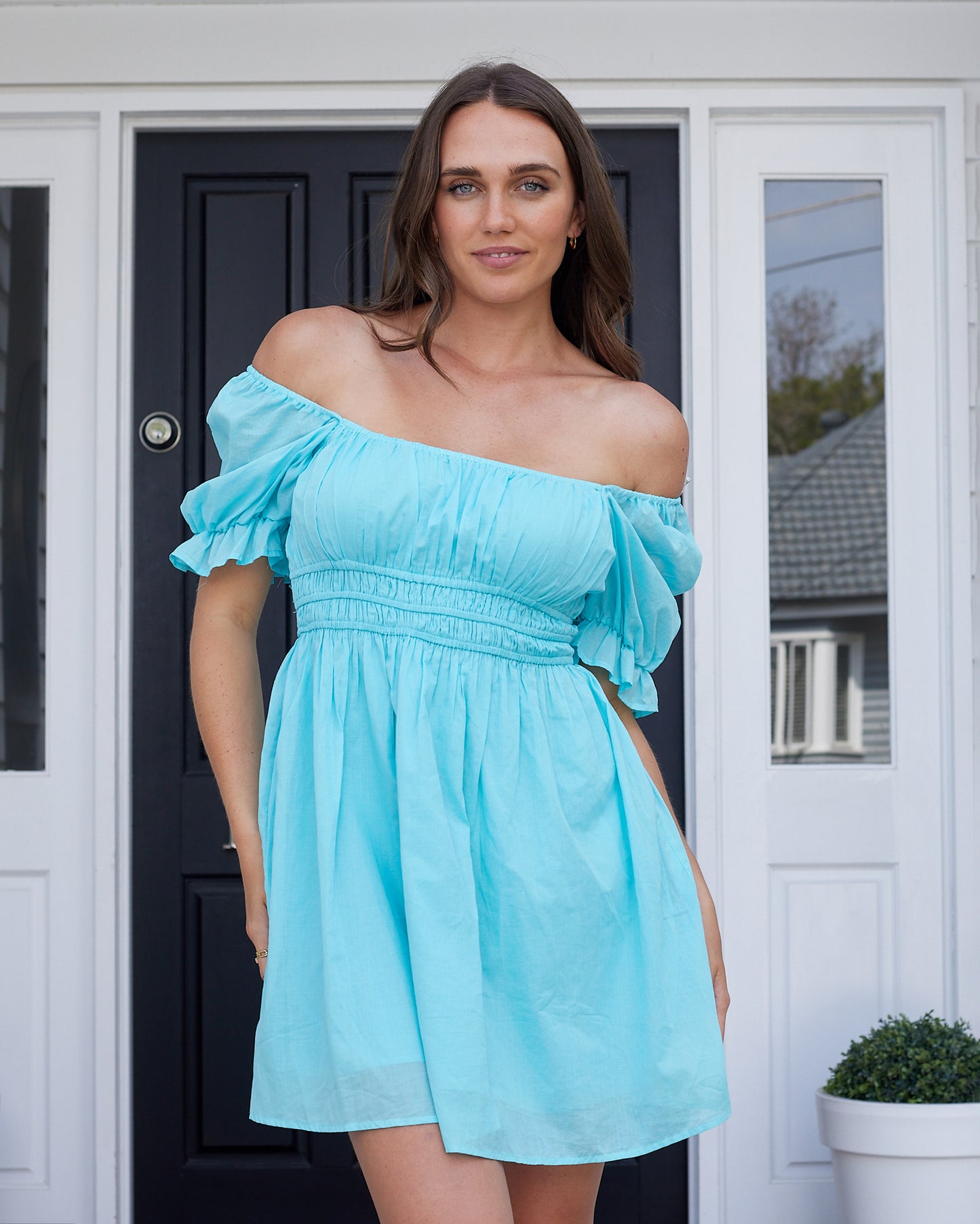 Dolly Mini Dress-Aqua Blue