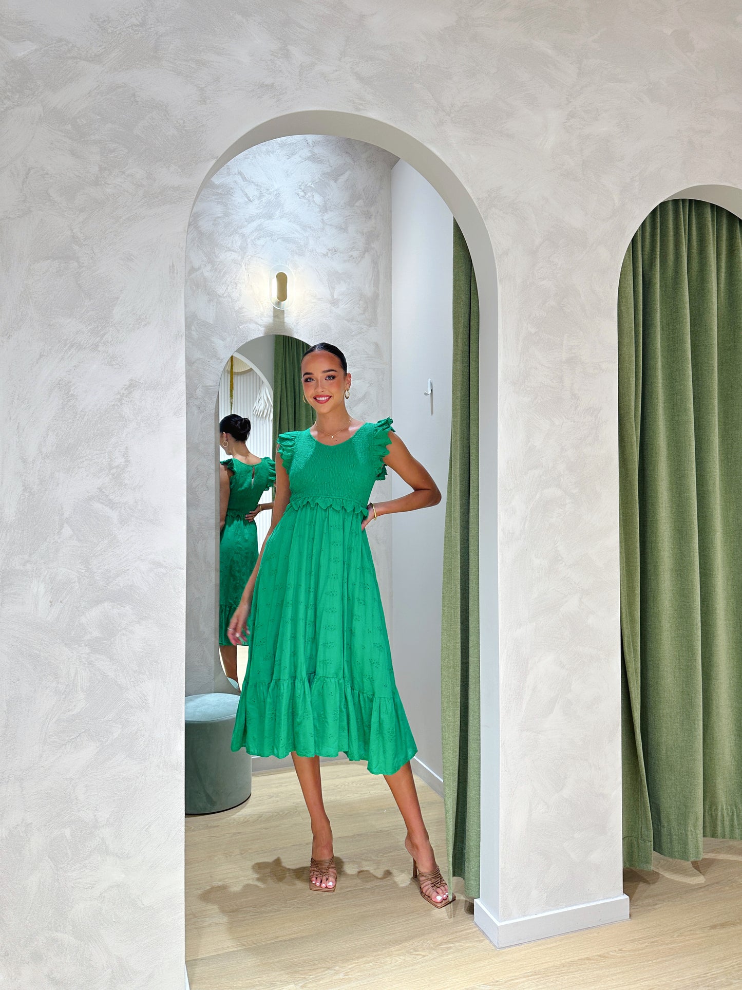 Trophy Midi Dress-Green