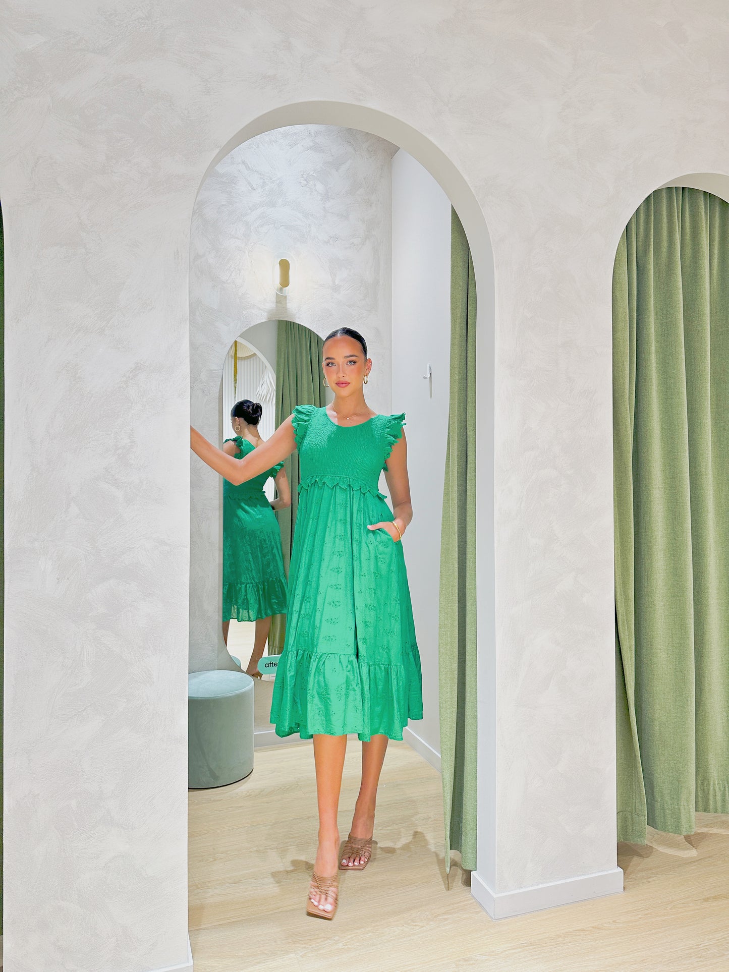 Trophy Midi Dress-Green