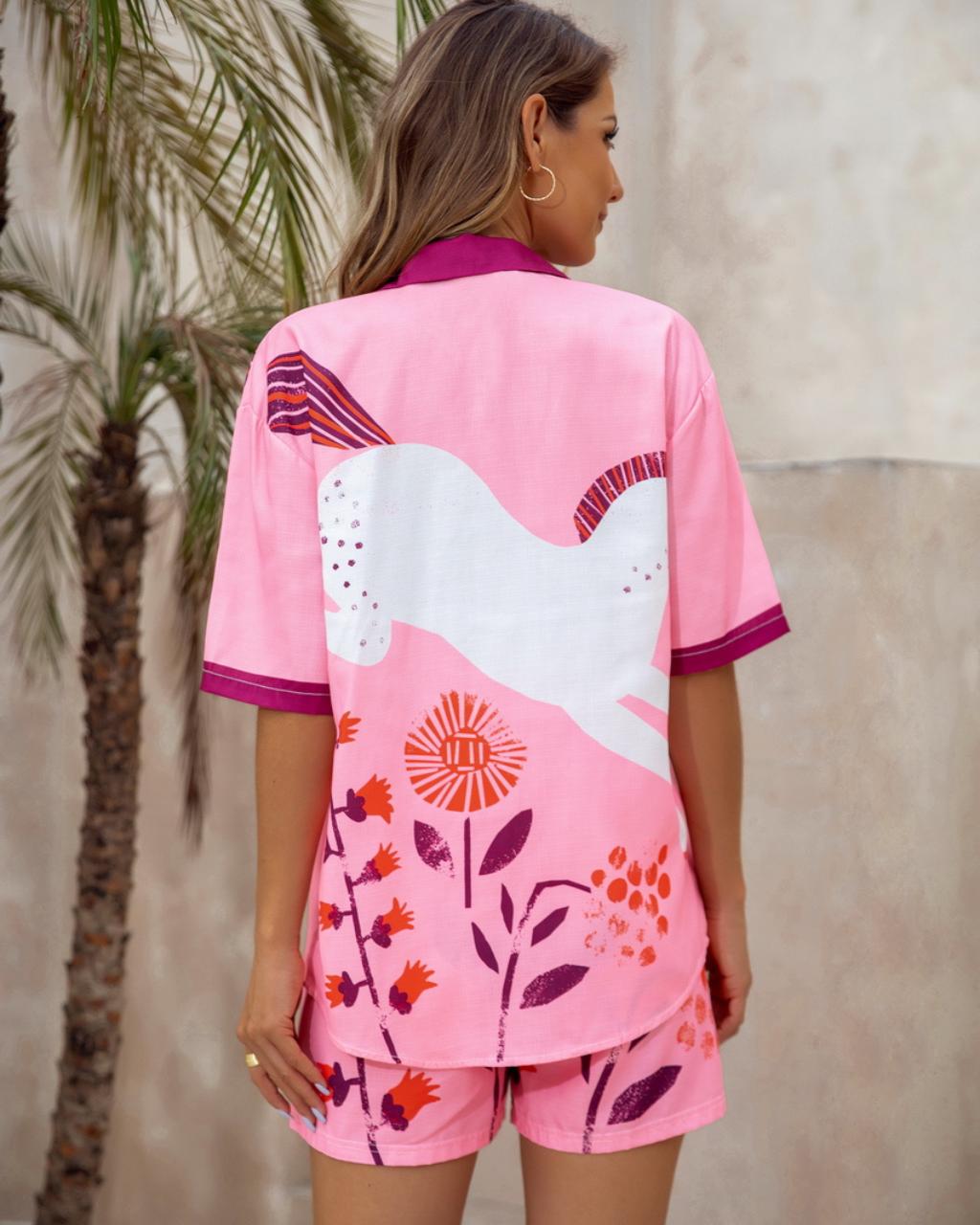 Abbie Tropic Breeze Printed 2-Piece Set  - pink