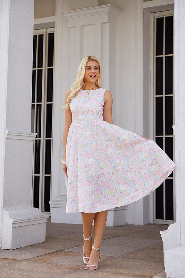 Remi Midi Dress- Pink Floral