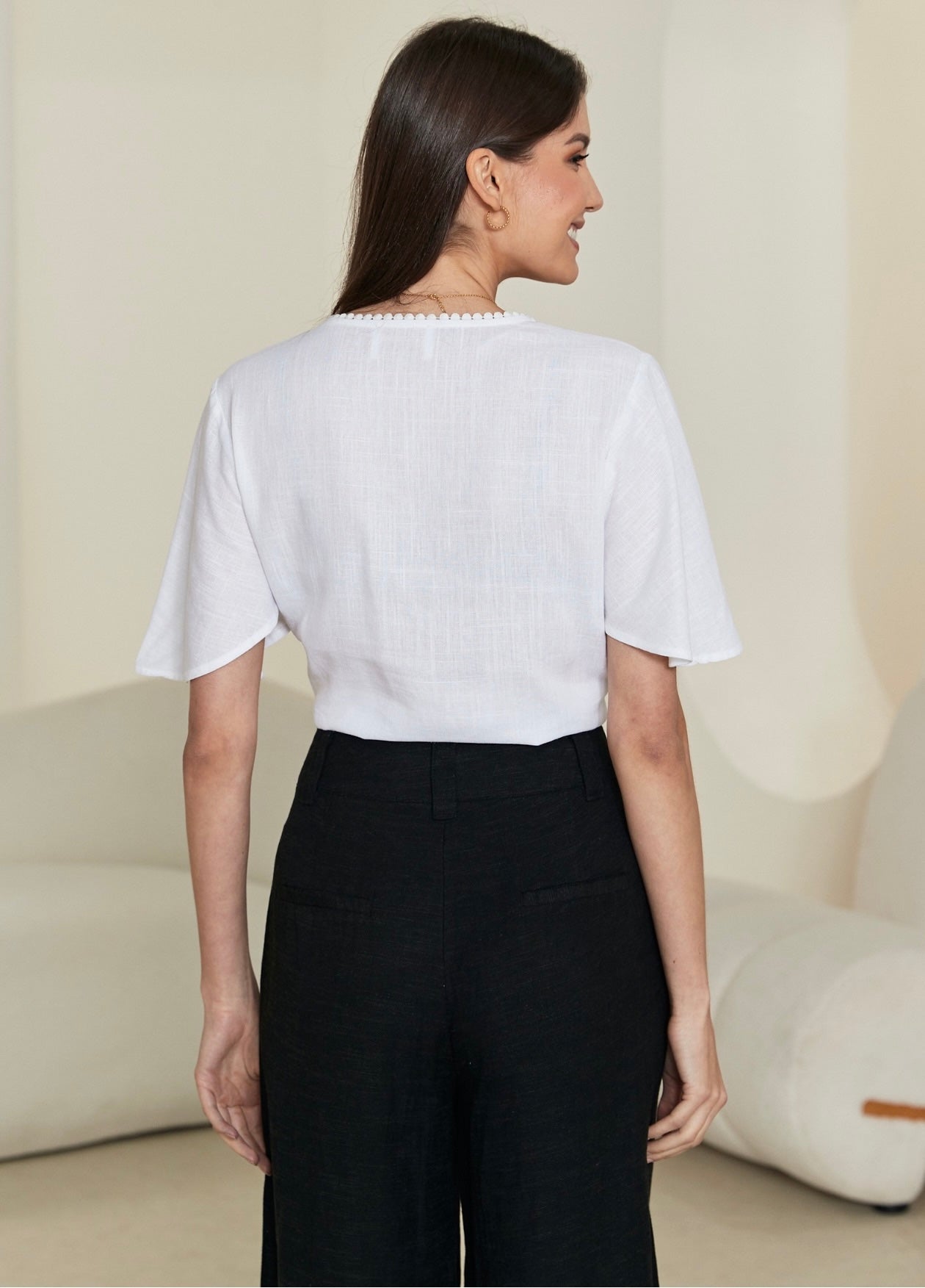 Tala Tie Crop Top -White