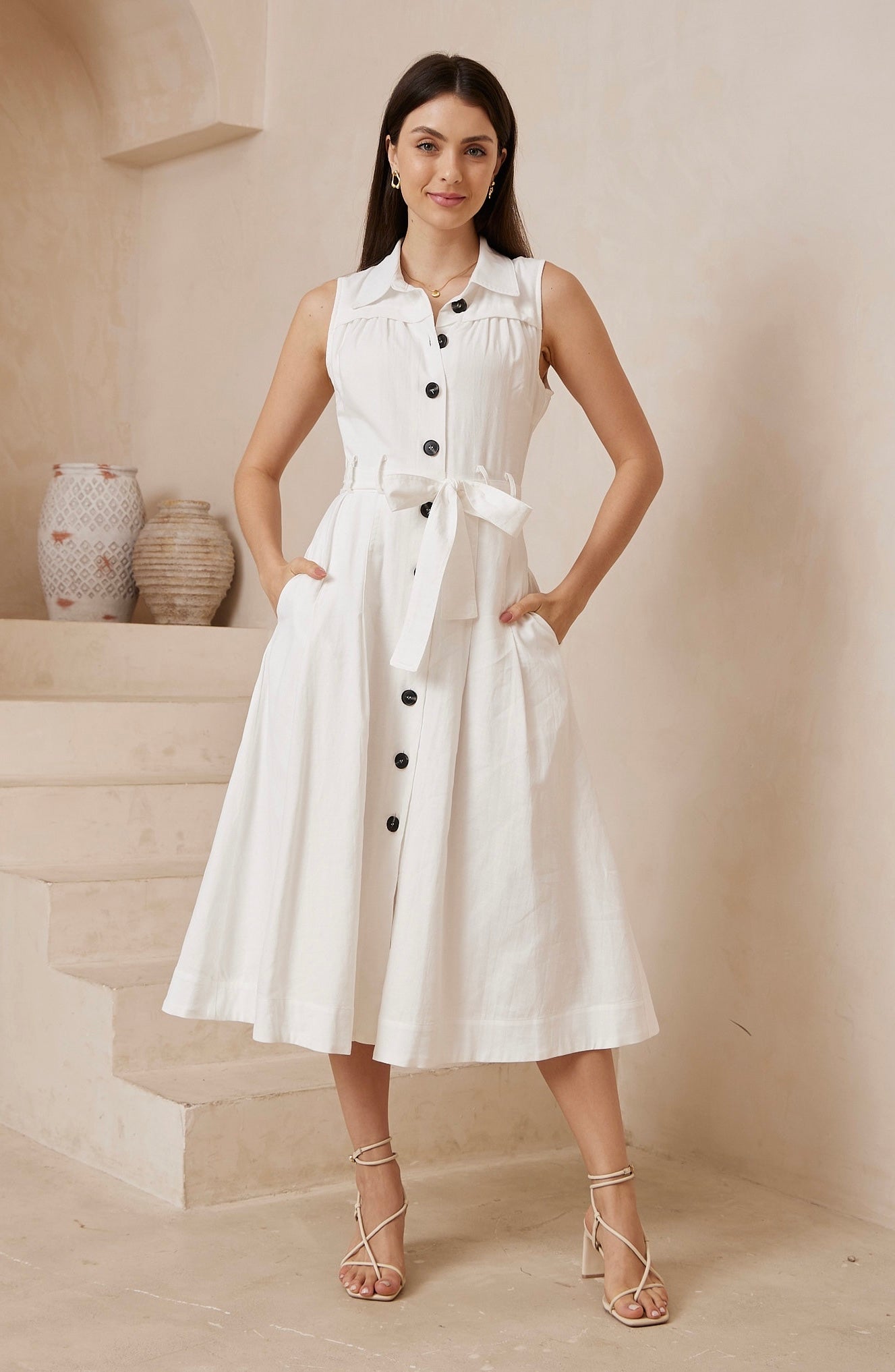 Lydia Midi Dress - White