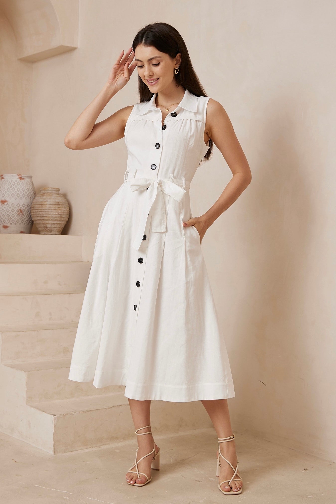 Lydia Midi Dress - White