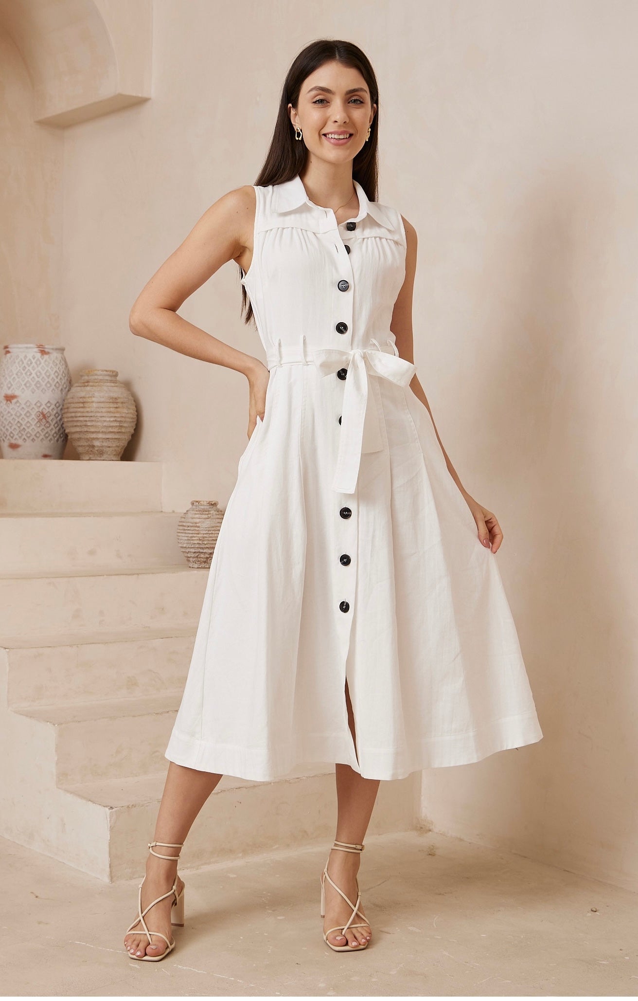 Lydia Midi Dress - White