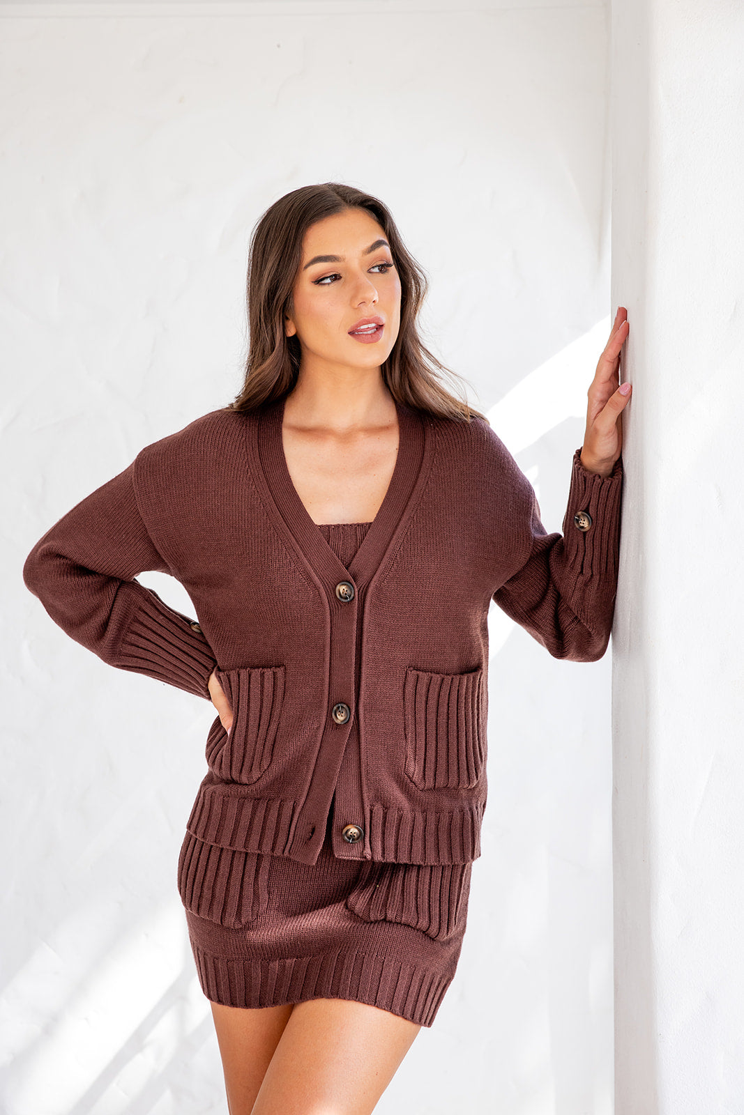 Ellington Top and Skirt Set - Brown