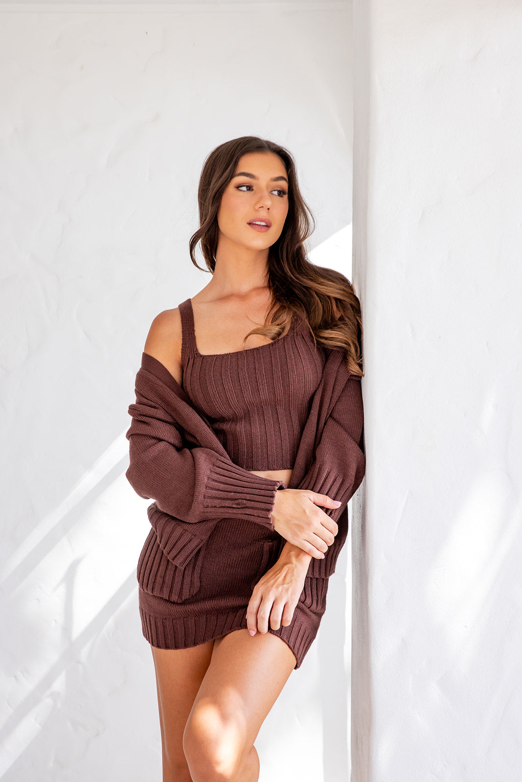 Ellington Top and Skirt Set - Brown