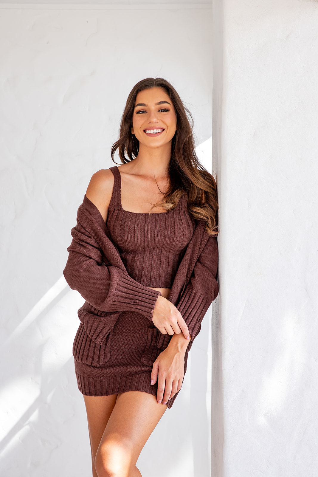 Ellington Top and Skirt Set - Brown