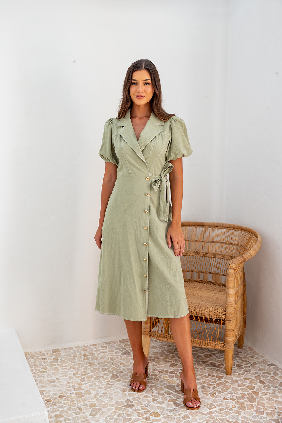 Vermont Wrap Dress - Khaki