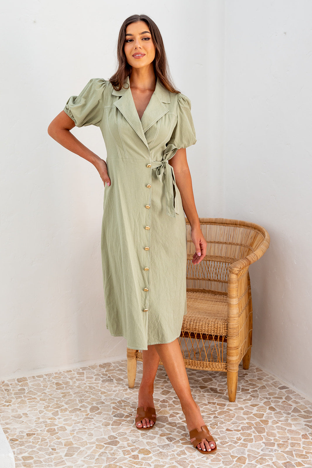 Vermont Wrap Dress - Khaki