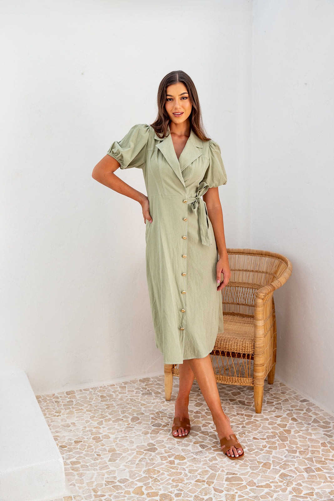 Vermont Wrap Dress - Khaki