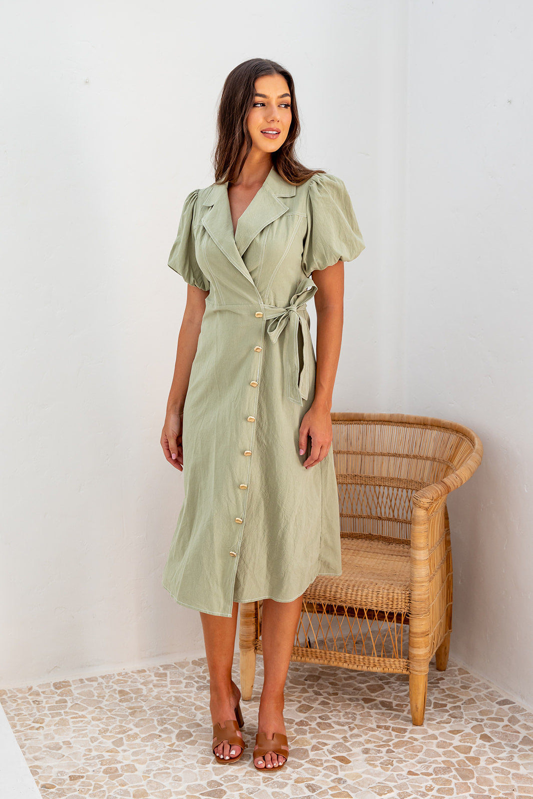 Vermont Wrap Dress - Khaki