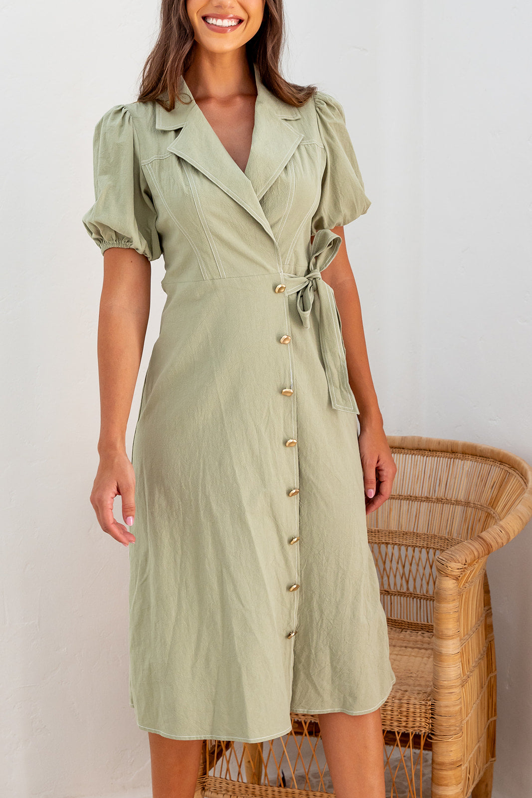Vermont Wrap Dress - Khaki