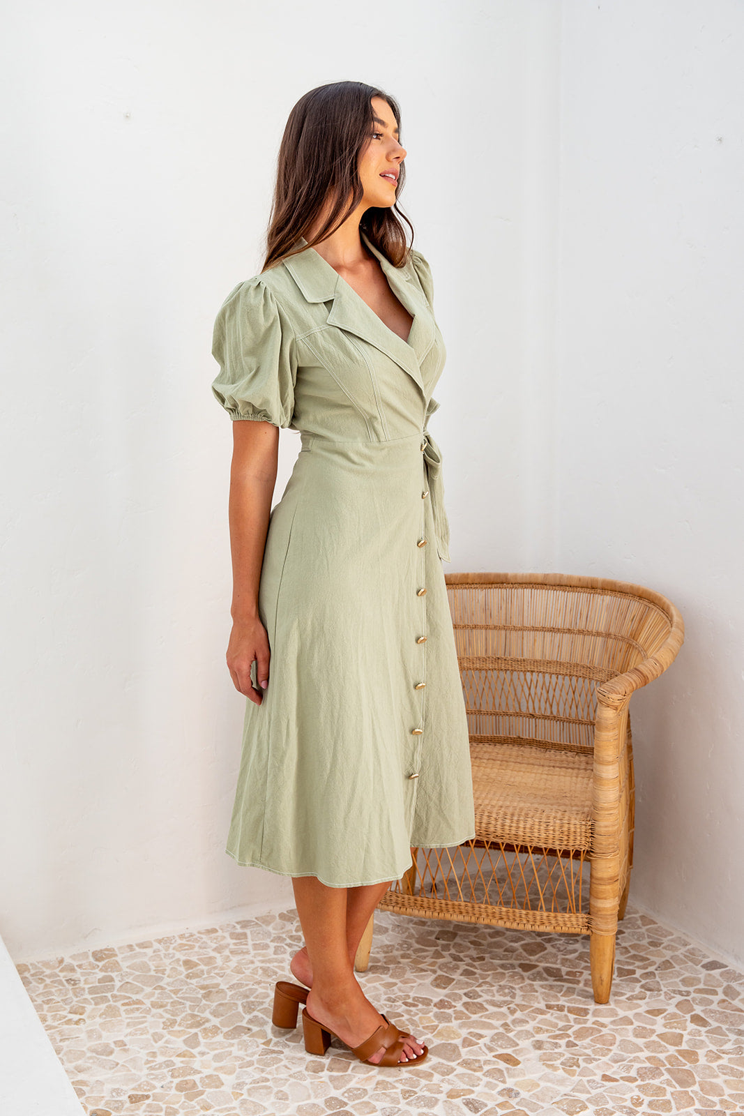 Vermont Wrap Dress - Khaki