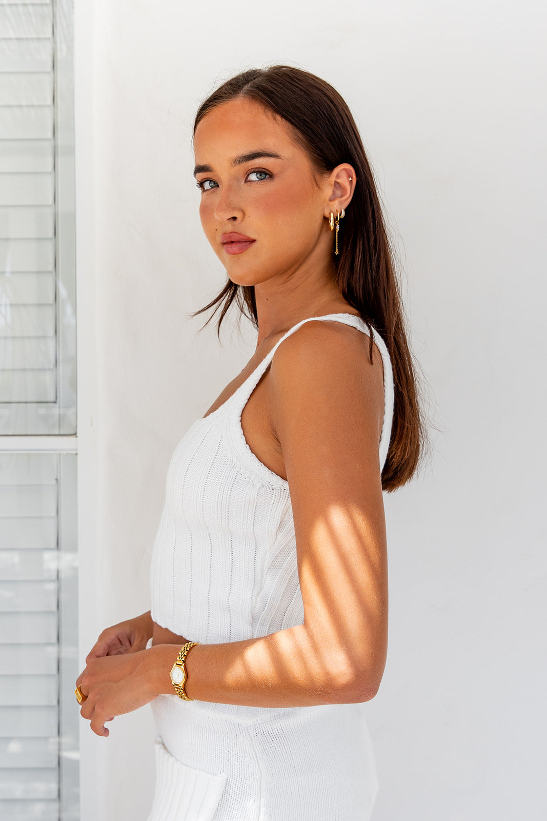Eden Crop Singlet -White