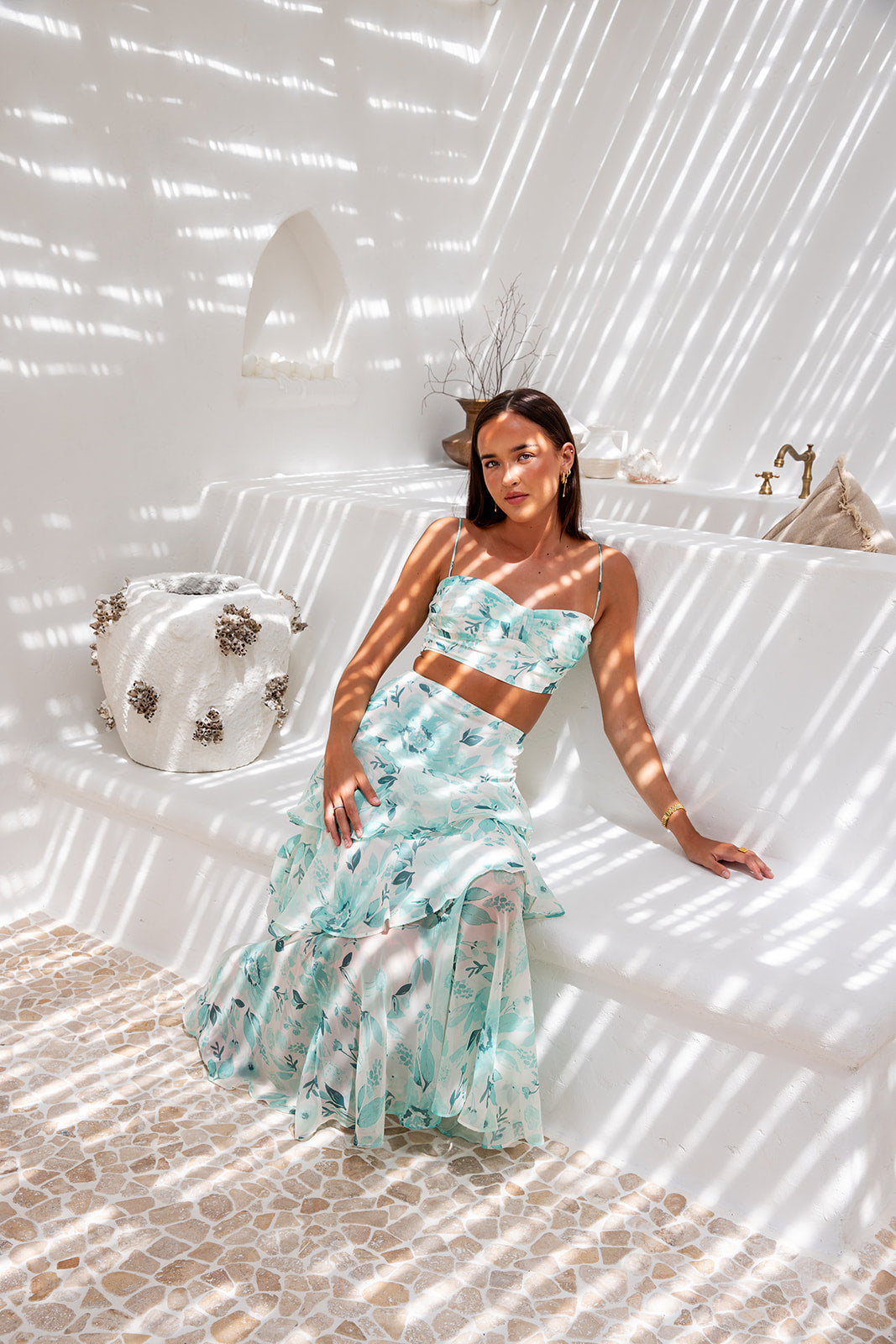 Luna Set-Green Top And Skirt