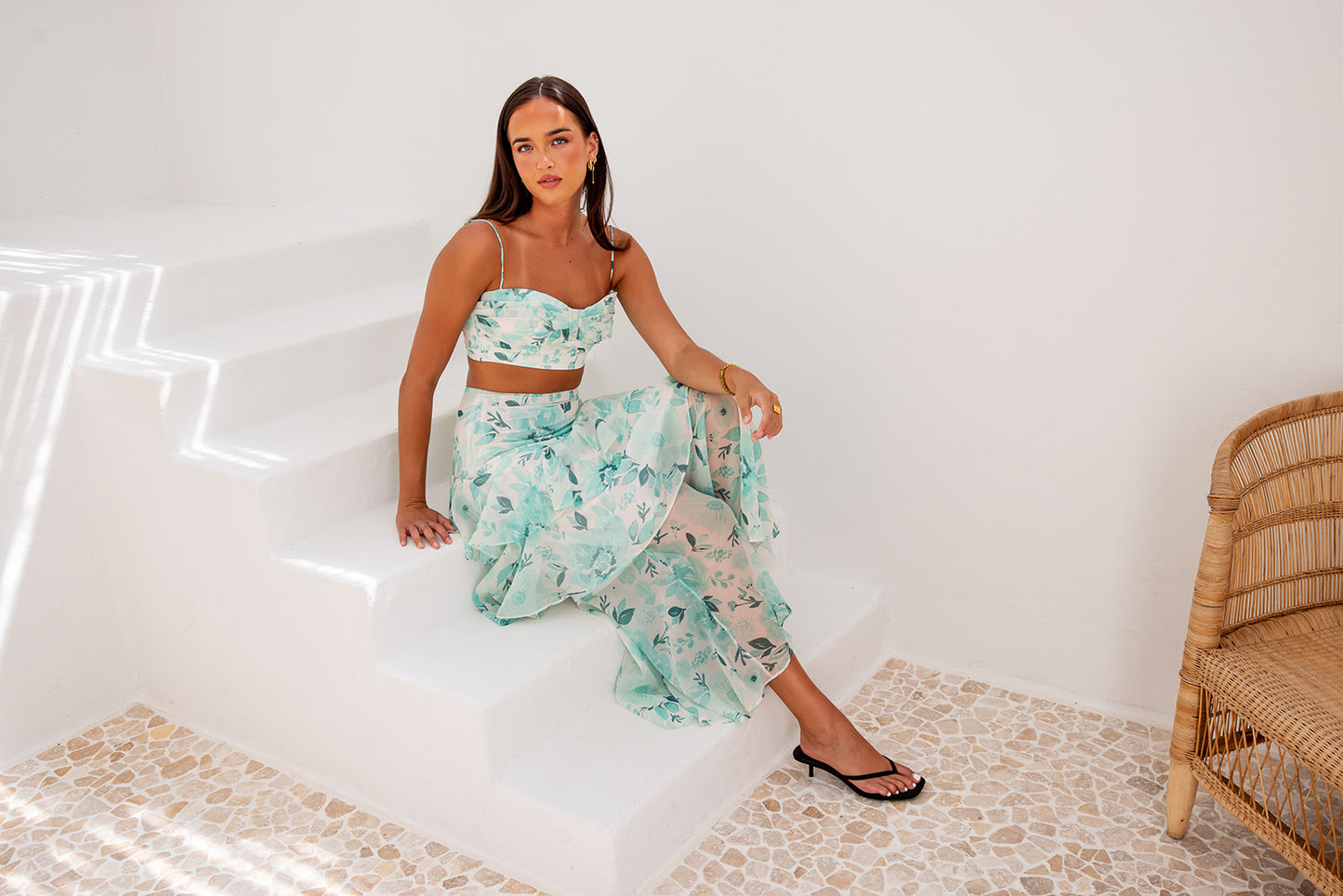 Luna Set-Green Top And Skirt