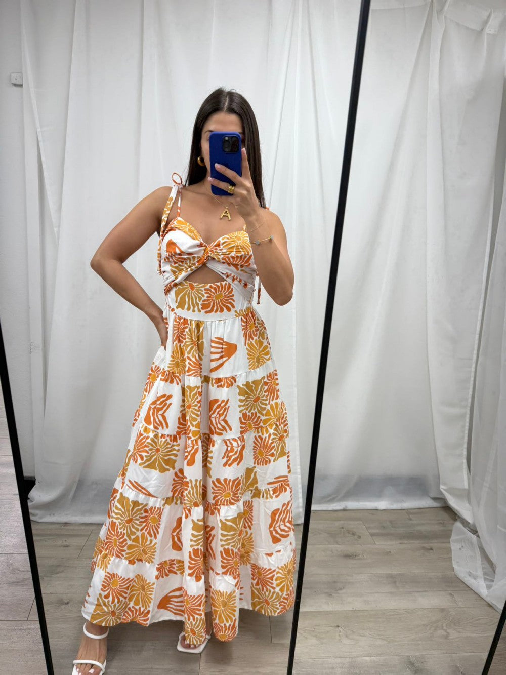 Elara Sunset Cutout Maxi Dress-Yellow