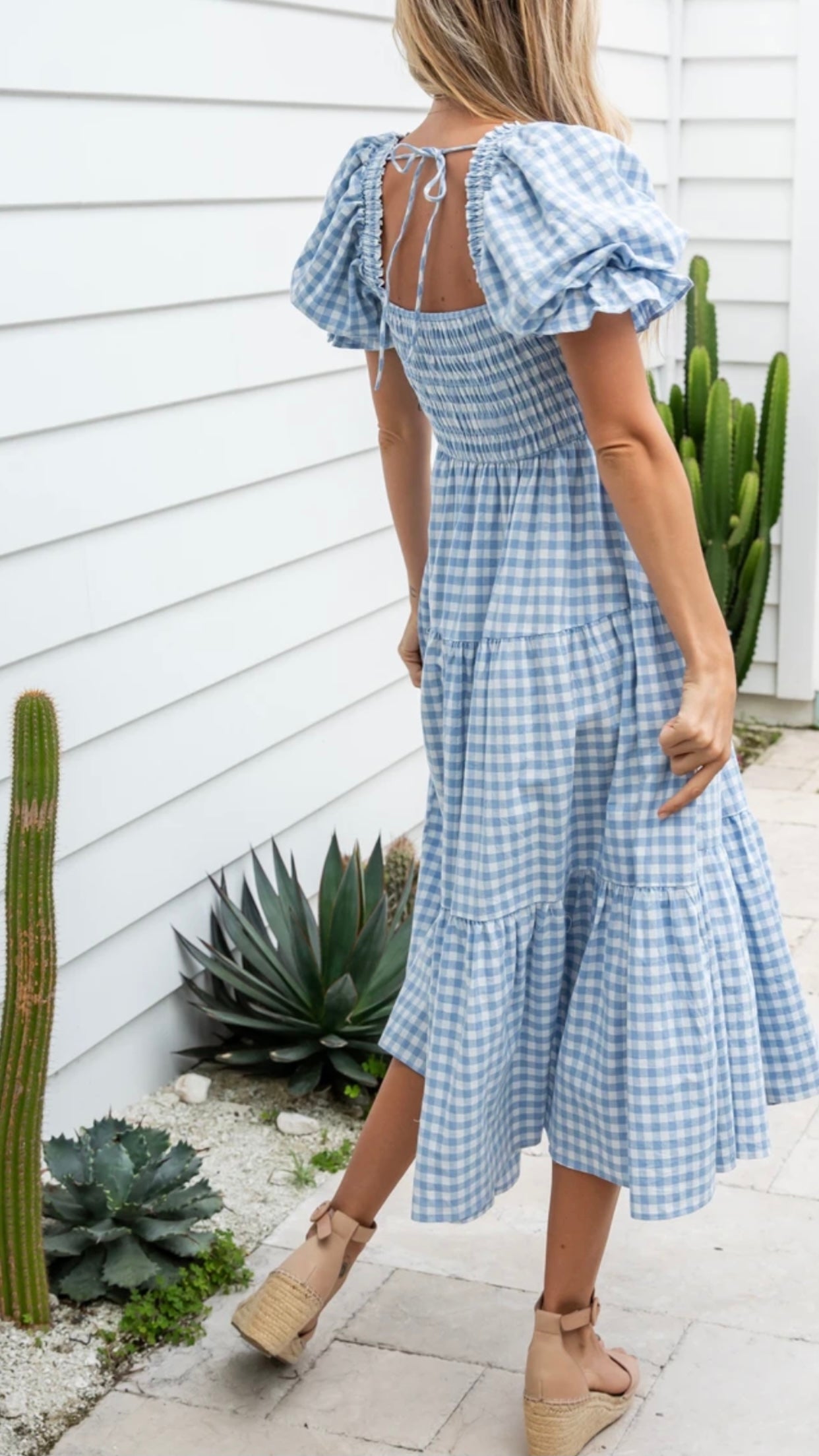 Sarah Medi Dress-Blue Gingham