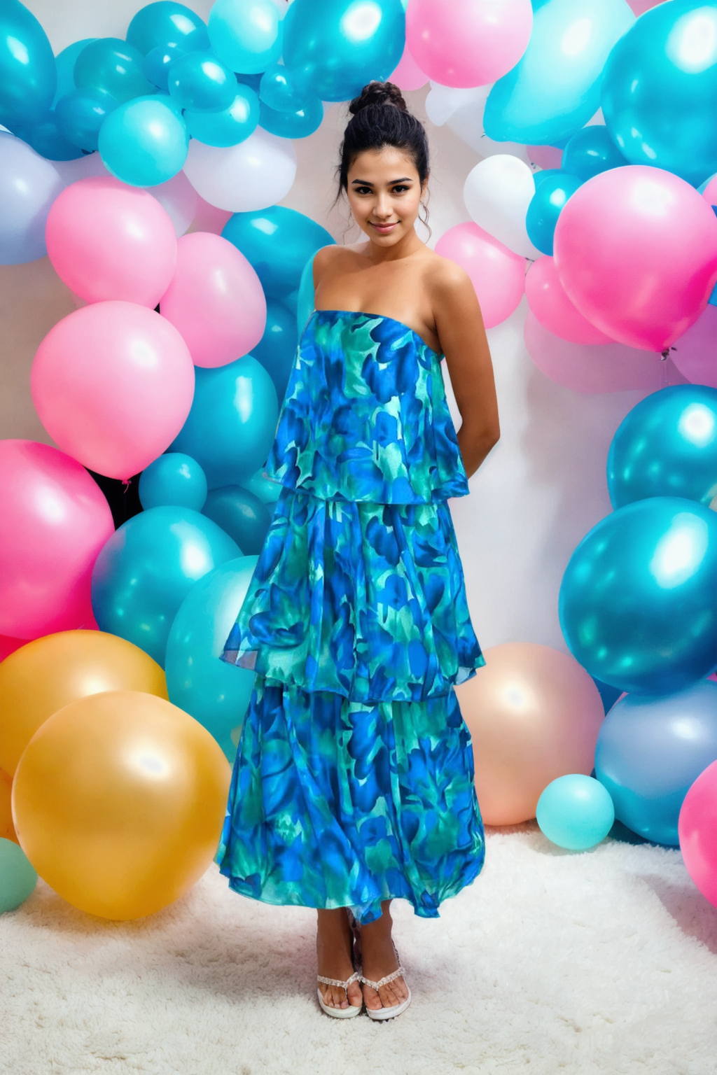 Alina Ocean Breeze Layered Maxi Dress-Blue