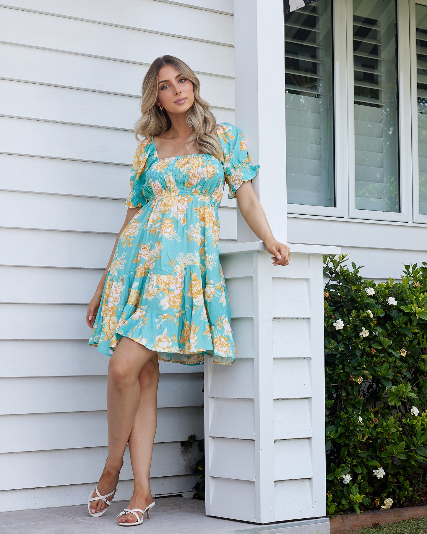Emerson Mini Dress -Teal Floral
