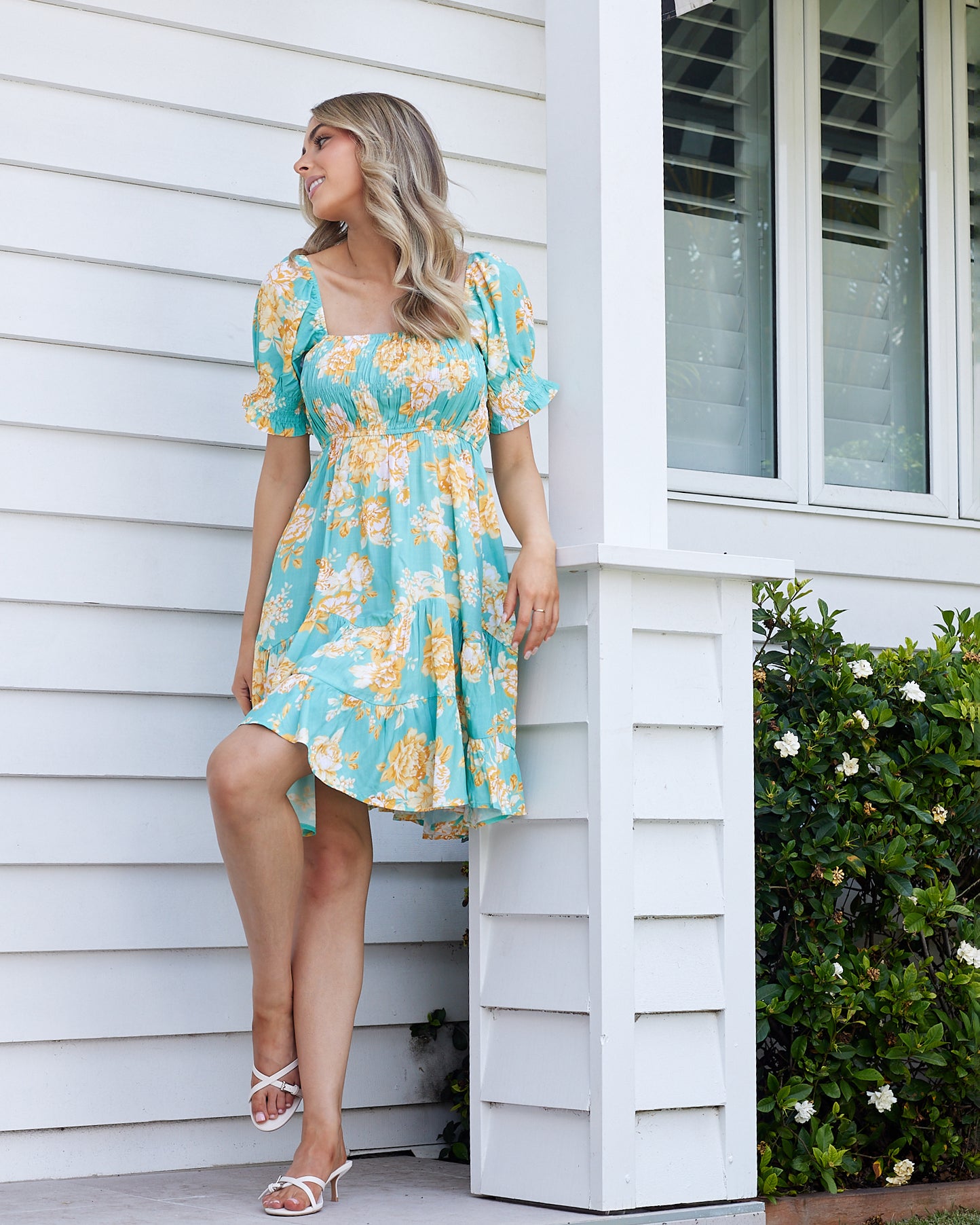 Emerson Mini Dress -Teal Floral