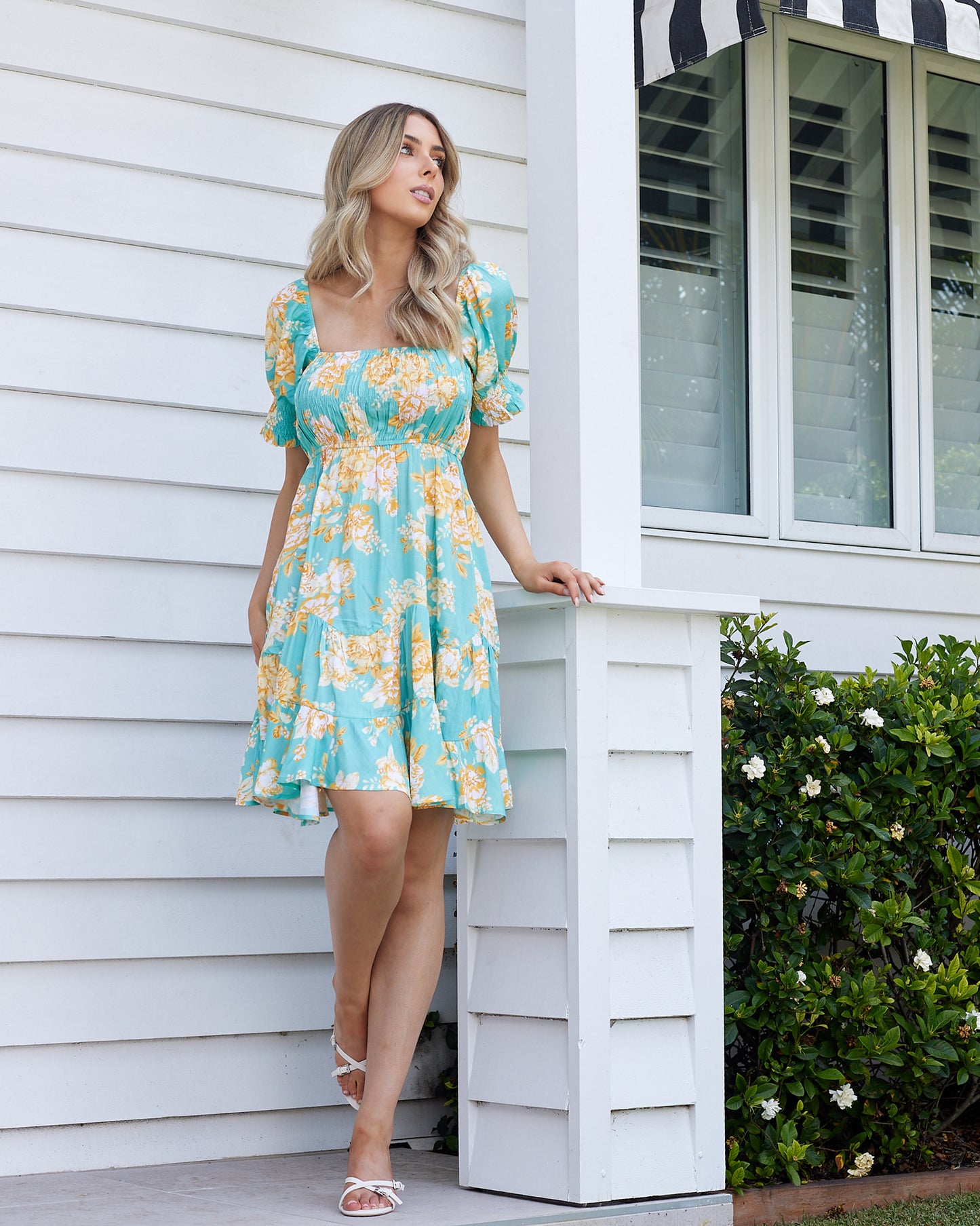 Emerson Mini Dress -Teal Floral