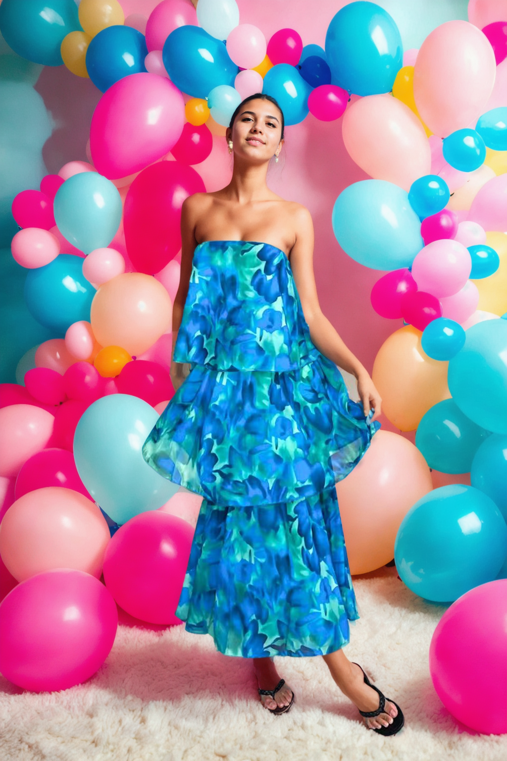 Alina Ocean Breeze Layered Maxi Dress-Blue