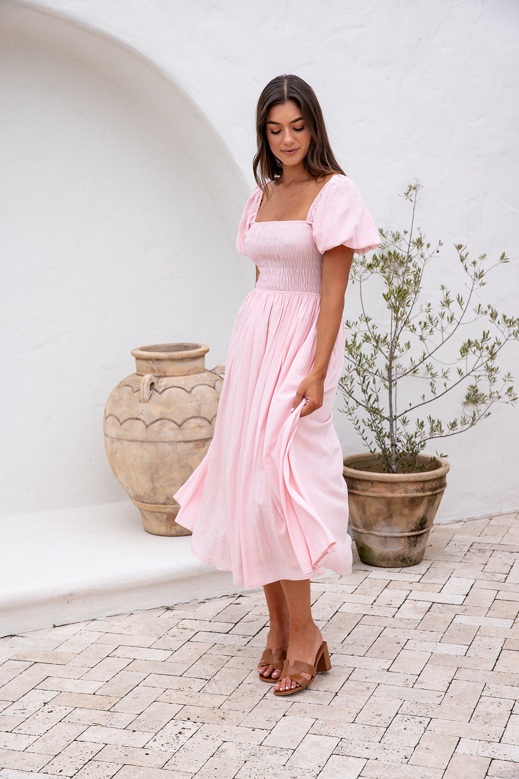 Essence Midi Dress -Pink