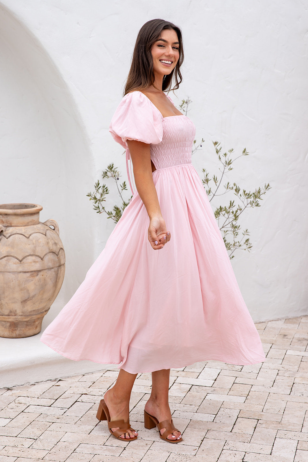 Essence Midi Dress -Pink