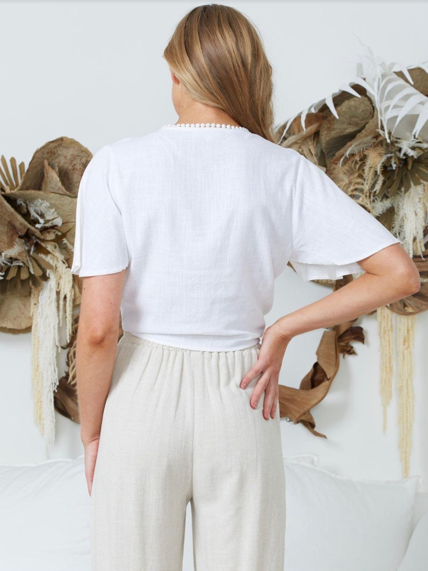 Tala Tie Crop Top -White