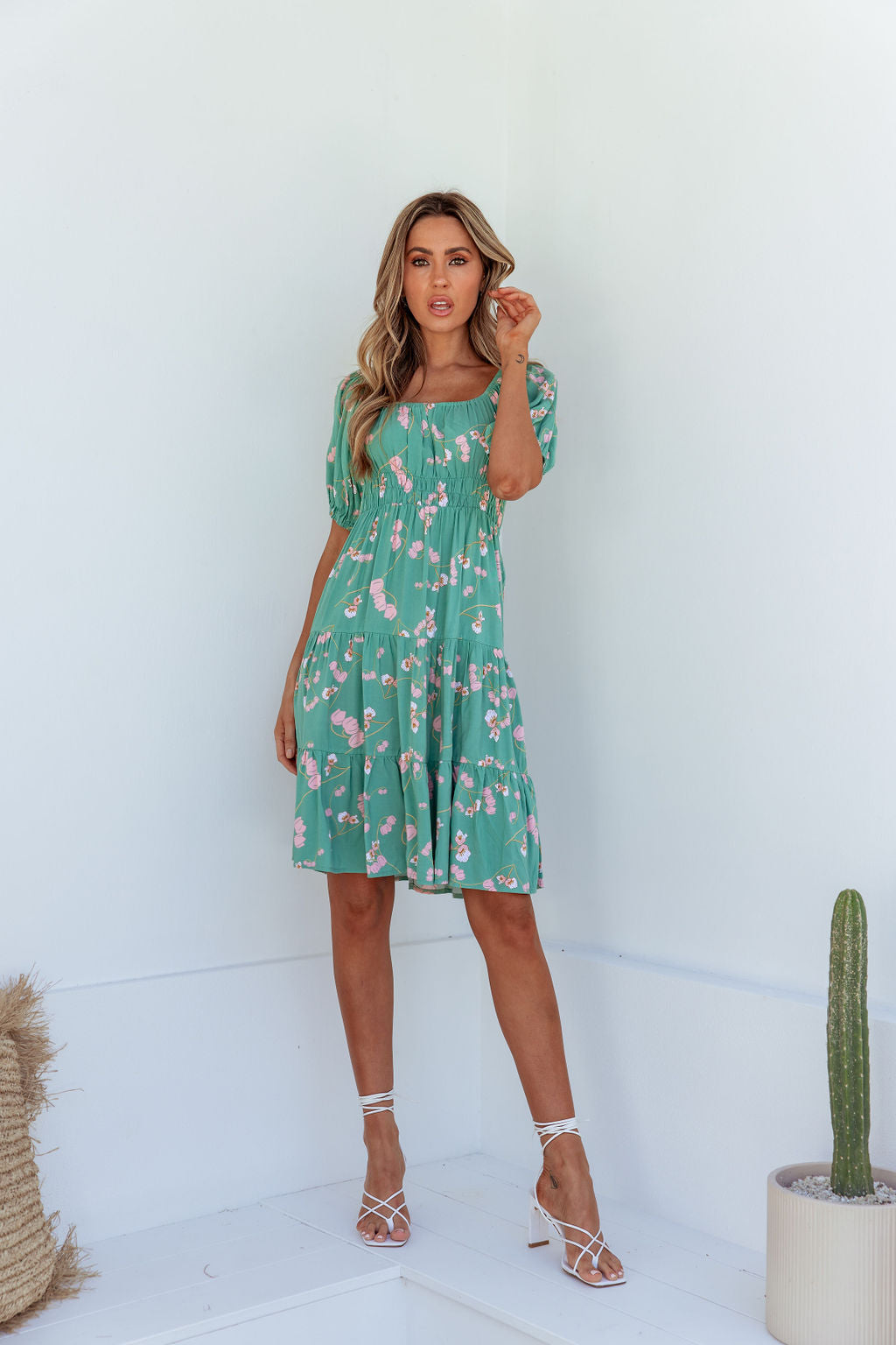 Allison Boho Mini Dress - Green