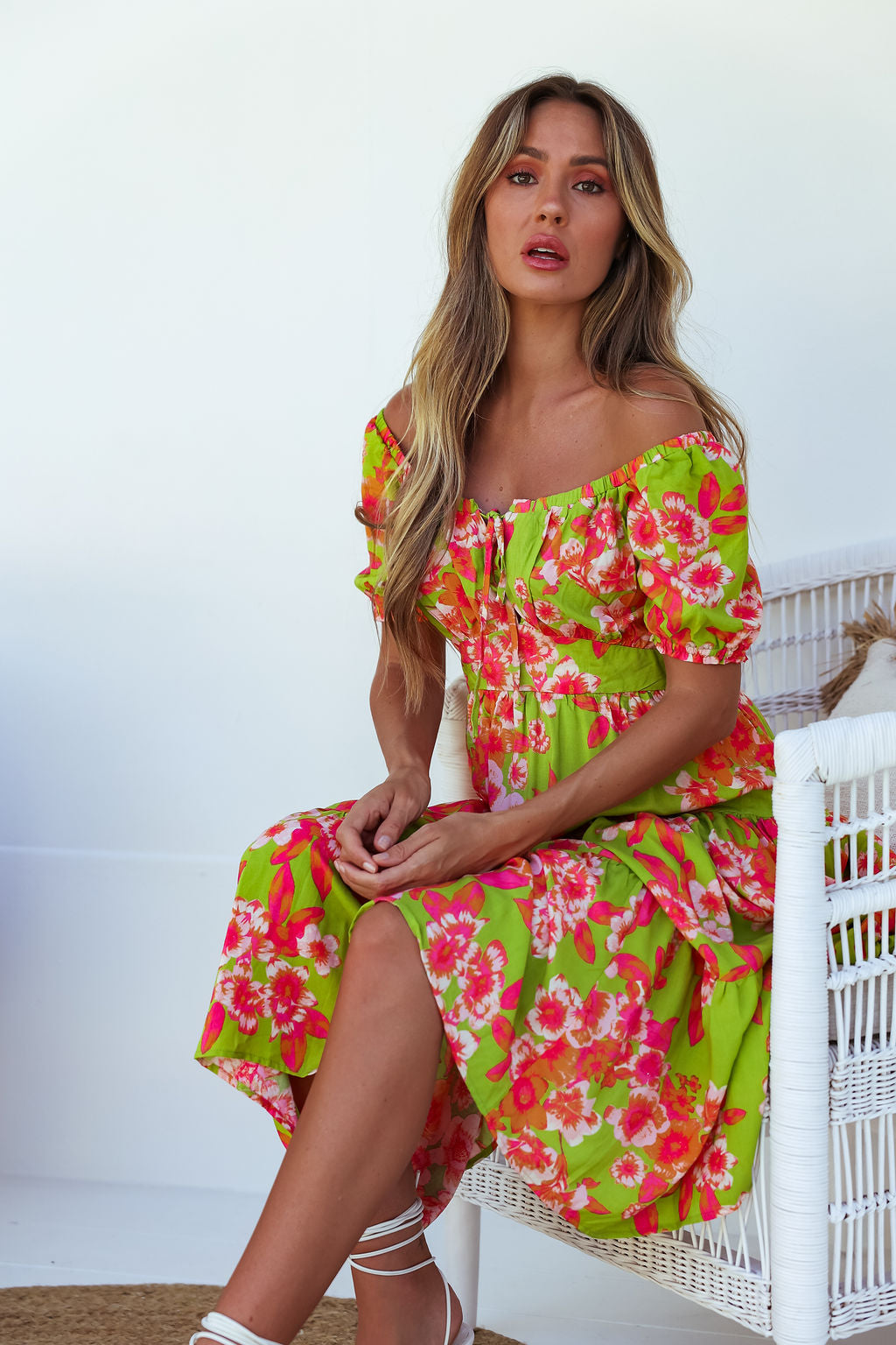 Esther Midi Dress - Green Floral