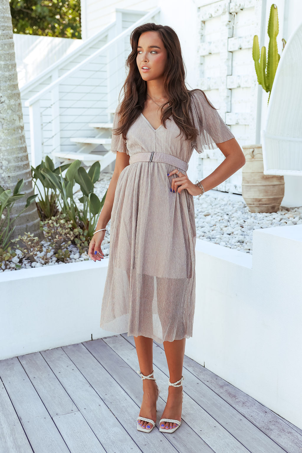 Misty Midi Dress-Beige