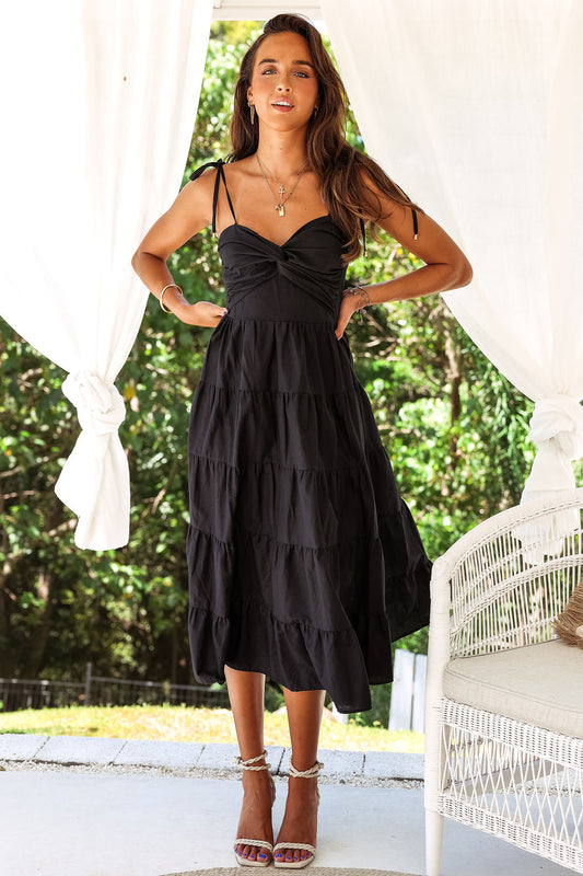 Chyna Midi Dress - Black