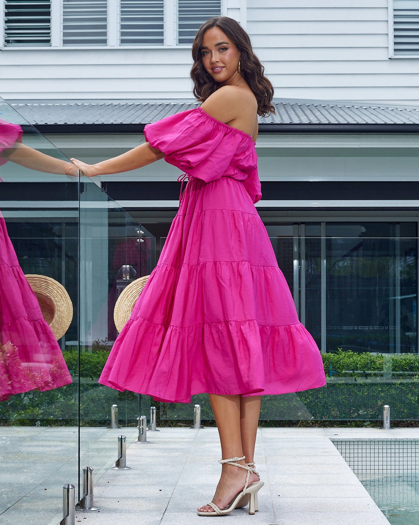 Bethany Midi Dress - Hot Pink