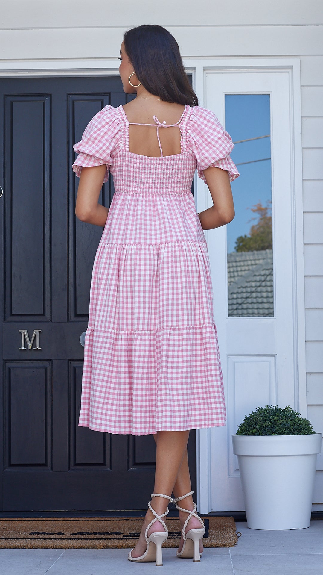 Sarah Medi Dress-Pink Gingham