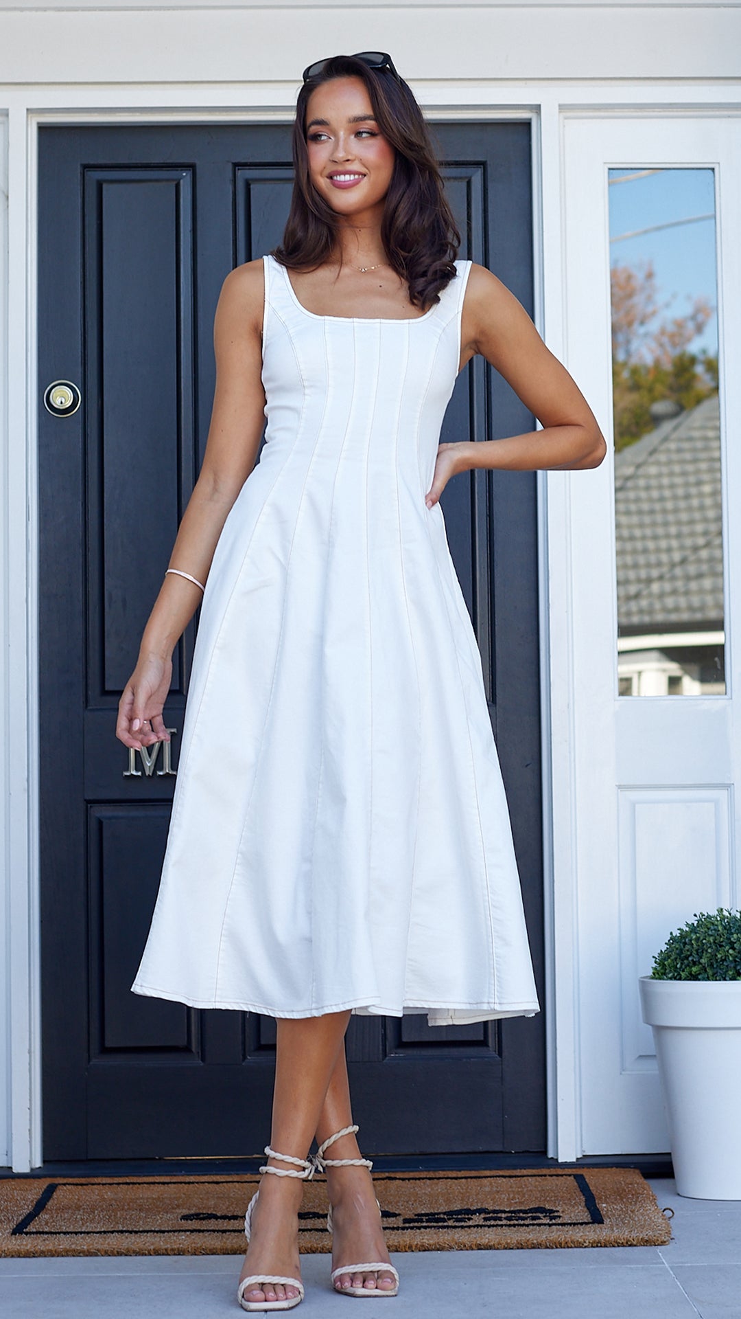 Jade Denim Dress -White Denim