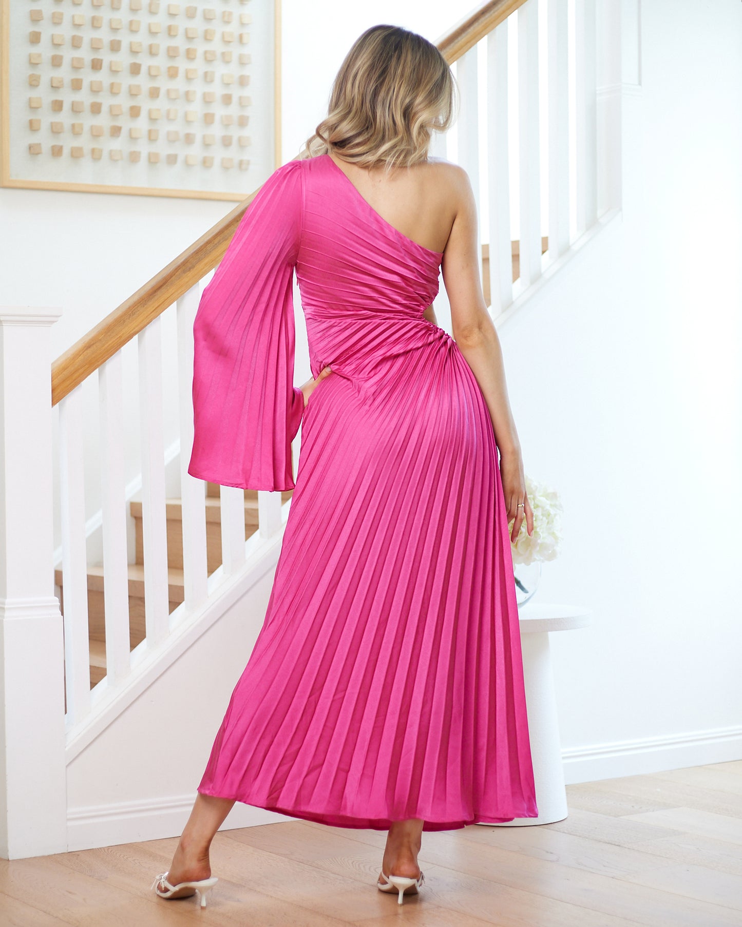 Liana One Shoulder Maxi Dress -Hot Pink