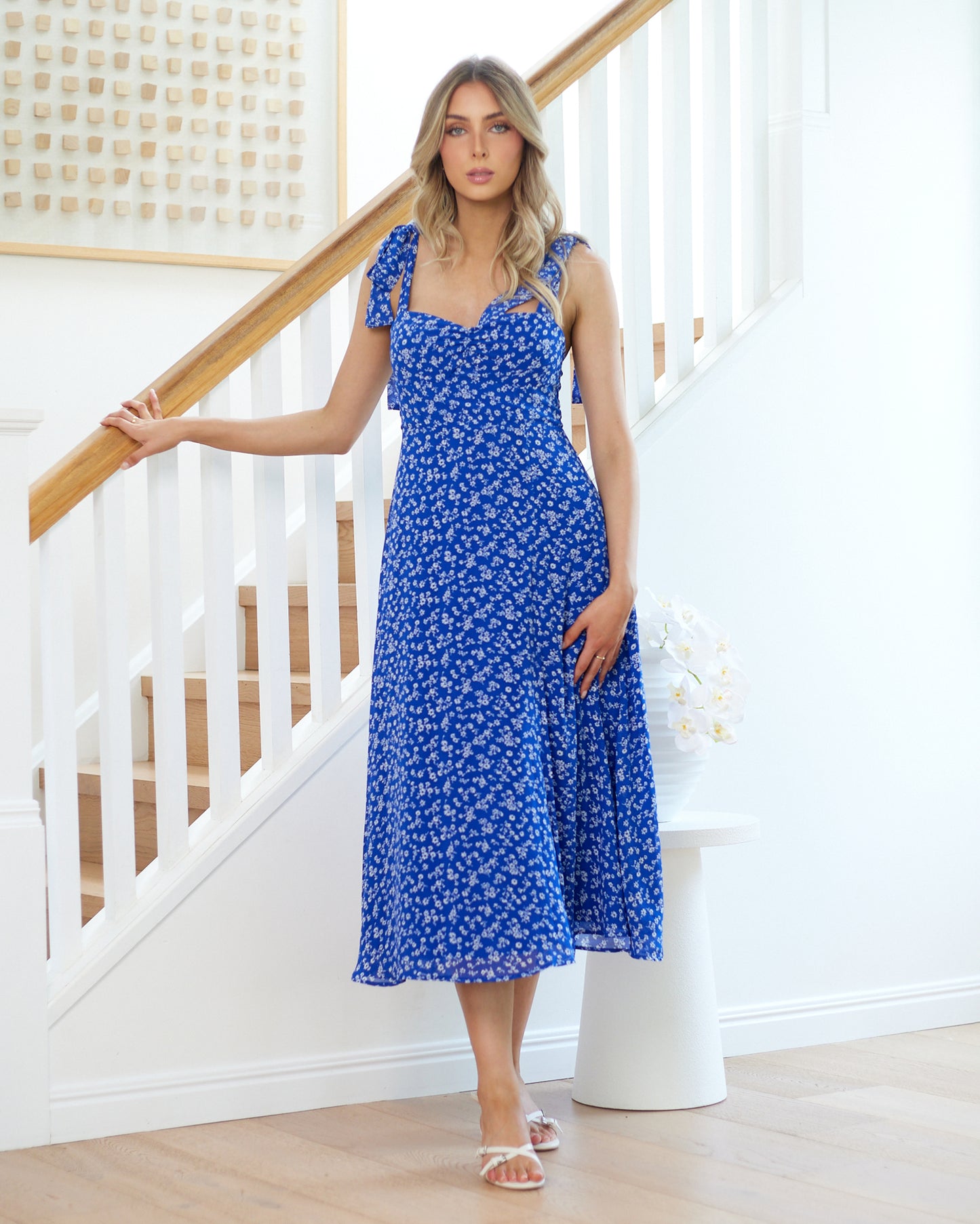 Paige Midi Dress - Blue Floral