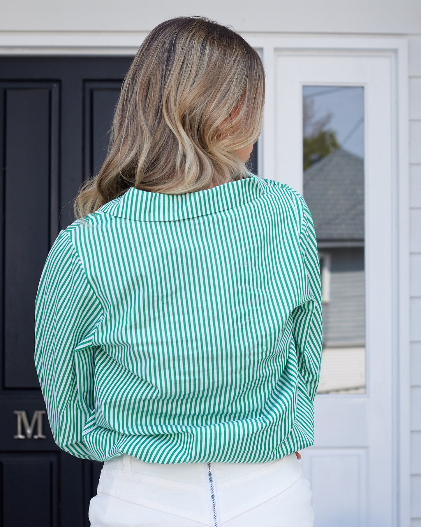 The Charli Pinstripe Shirt -Green