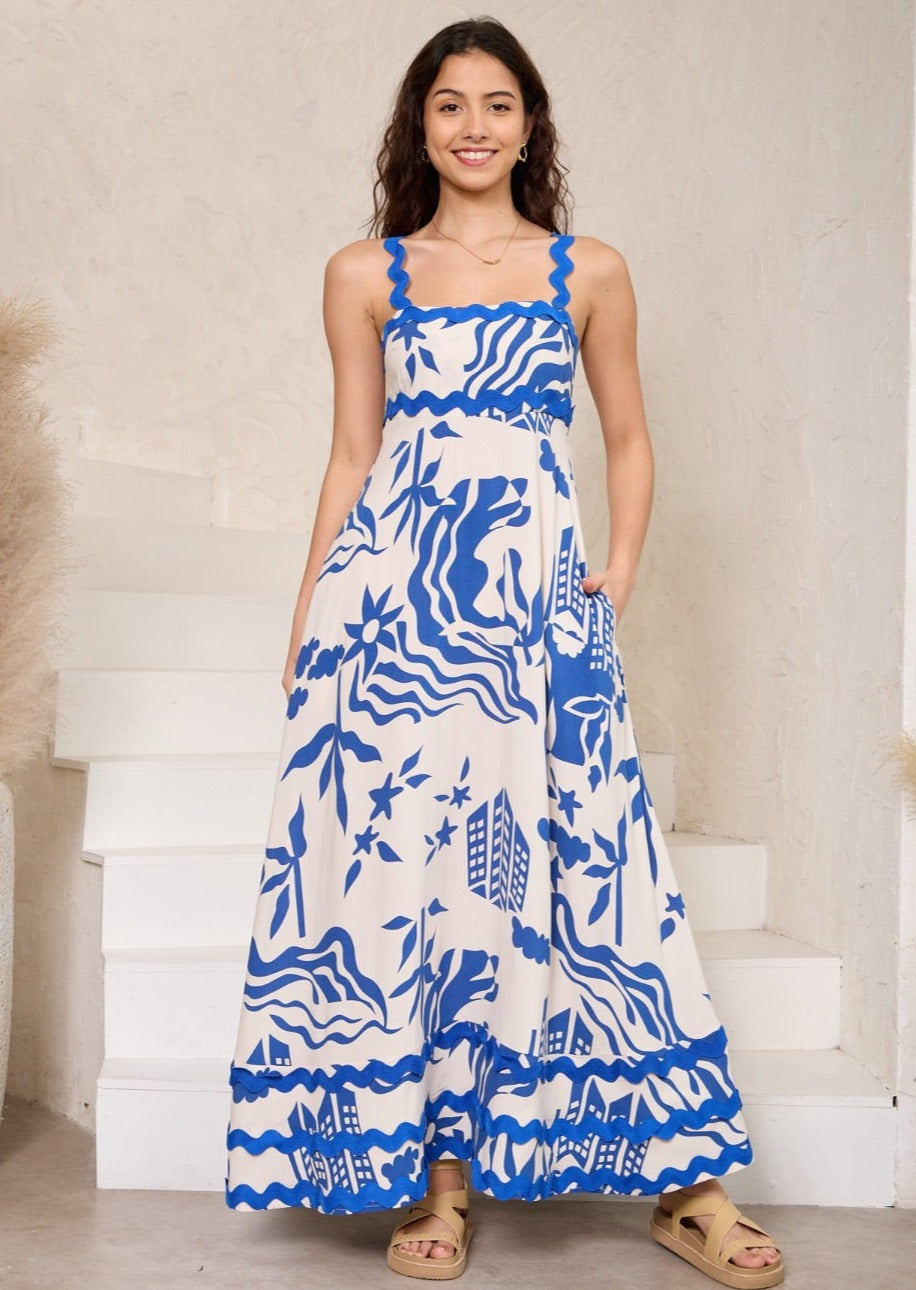 Bexley Maxi Dress -Blue/white Floral