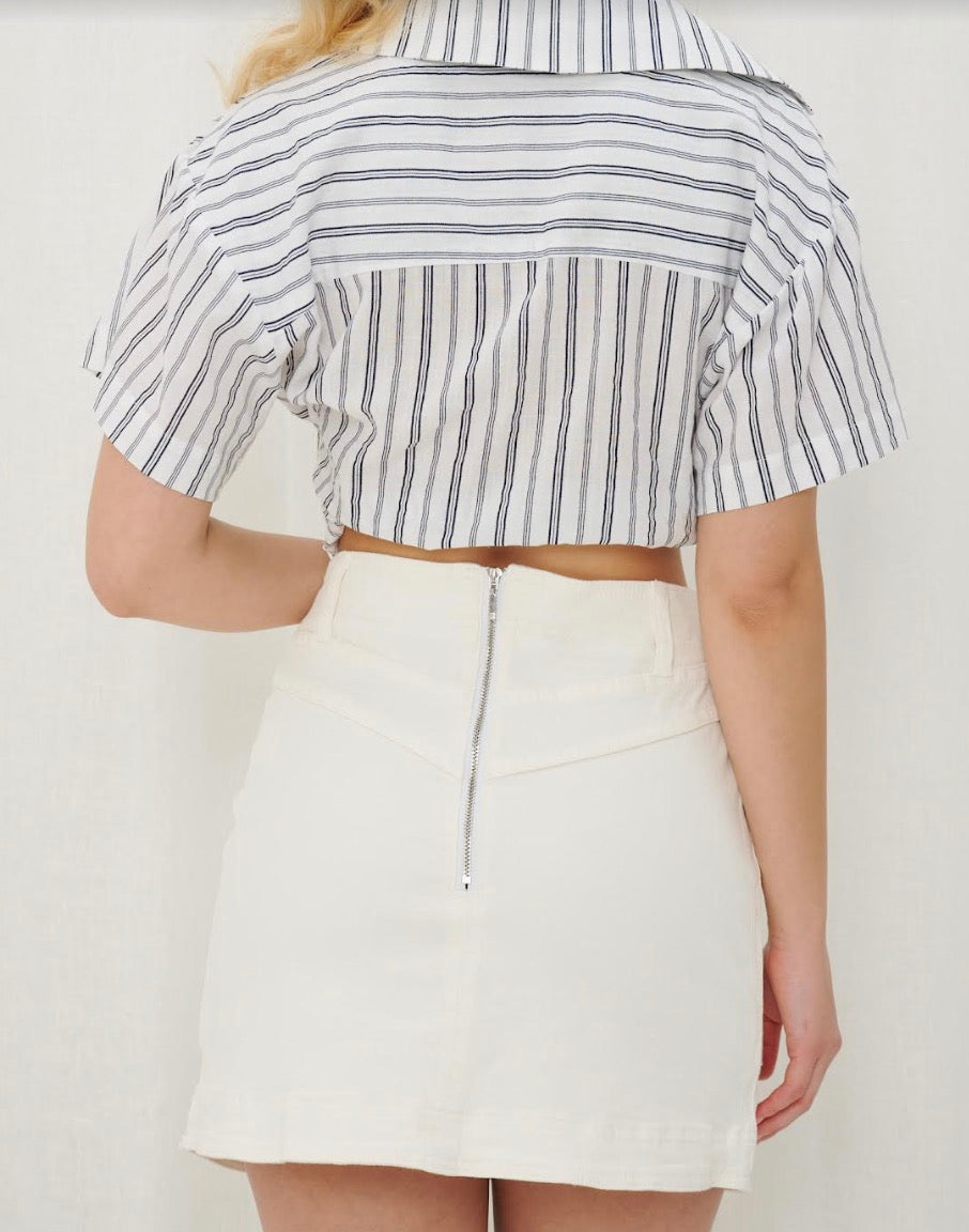 Alba Denim Skirt - White