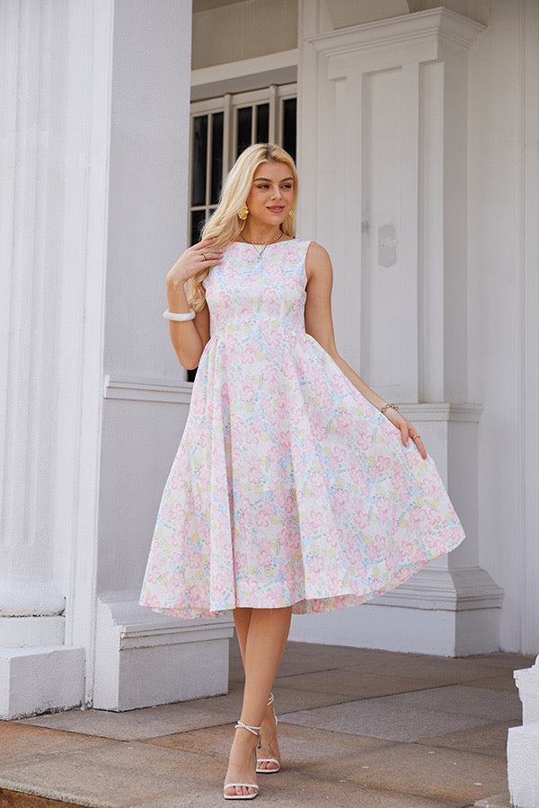 Remi Midi Dress- Pink Floral