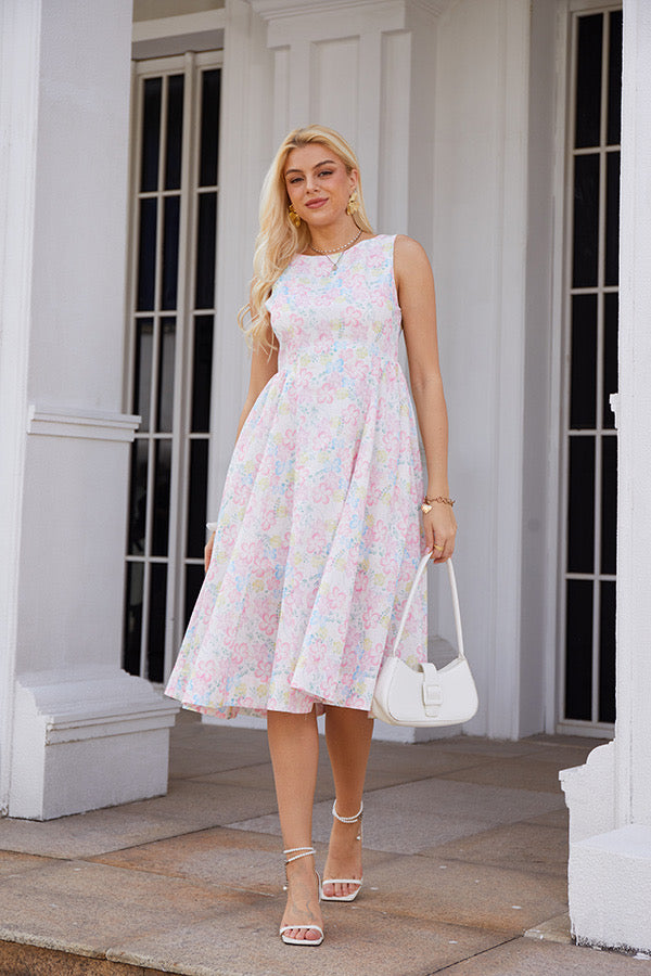 Remi Midi Dress- Pink Floral