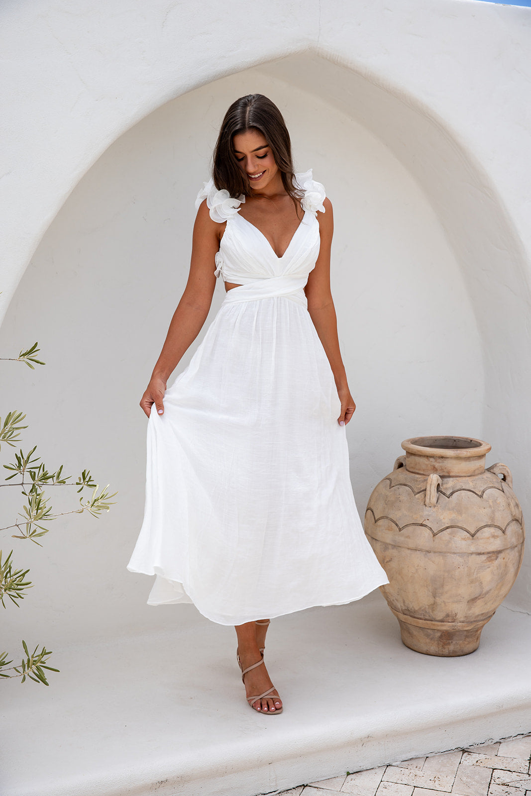 Caesar Maxi Dress -WHITE