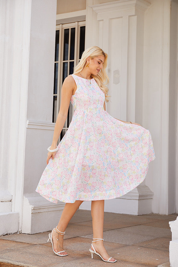 Remi Midi Dress- Pink Floral